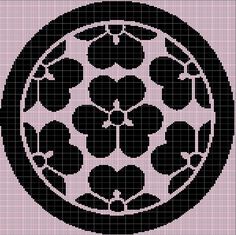 a cross stitch pattern with four leaf clovers in a circle on a pink background