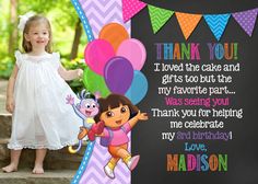 Dora the Explorer Birthday Invitation OR Thank by PeriwinklePapery Baek Il, Second Birthday, 4th Birthday Parties, Birthday Love, Bday Ideas, My Favorite Part