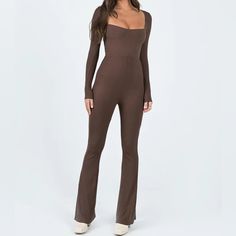 Never Worn Brown Jumpsuit From Princess Polly, Double Lined And Flare Bottoms With Adjustable Back, Loved It But Just A Tad Too Long For Me (5’3). Not Sold Online Anymore! Brown Jumpsuit, Flare Bottoms, Brown Jumpsuits, Too Long, Princess Polly, Selling Online, Brown Color, Jumpsuits For Women, Pant Jumpsuit