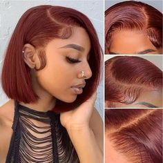 PRICES MAY VARY. Reddish Brown Bob Wig Human Hair Material: Short Straight Lace Front Wigs Human Hair, Cut From Healthy Young Female Head Directly, Clean, Natural, Healthy, Silky Soft, Bouncy, No Tangle, No Shedding, No Bad Smell, Can Last Long Time with Normal Care Reddish Brown Bob Lace Type and Density: 13x4 Lace Front Wigs Human Hair, Swiss HD Transparent Lace, Invisible Bleached knots, Breathable, Comfortable to Wear, Suitable for All Skin Colors. Glueless Wigs Human Hair Pre Plucked with N Reddish Brown Bob Wig, Reddish Brown Bob, Brown Bob, Auburn Color, Full Lace Frontal, Auburn Brown, Hairstyle Idea, Bob Lace Front Wigs, Lace Front Wigs Human Hair