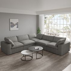 Details: 【Soft & Comfortable Seats】This modular sectional sofa features a soft and breathable fabric surface, filled with premium down and high-density memory foam for ultimate comfort. Sofa With Pillows, Couch For Living Room, Minimalist Sofa, Modular Sectional Sofa, Sectional Sofas, Modular Sectional, Living Room Seating, Online Furniture Stores, Corner Sofa