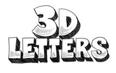 the words 3d letters are drawn in black and white