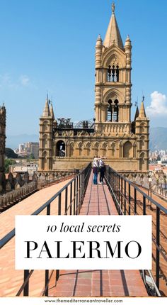 two people walking across a bridge with the words 10 local secrets in front of them