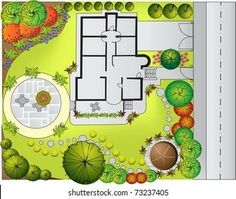 an aerial view of a garden design