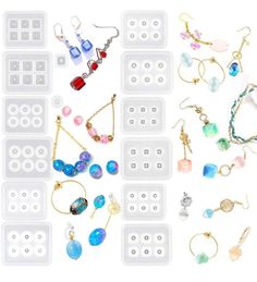 several different types of earrings and bracelets