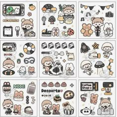 various stickers with different characters on them