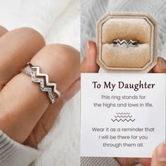 Mother Daughter Rings, Zig Zag Ring, Daughter Ring, Daughter Graduation, Sister Rings, Graduation Gifts For Daughter, Daughter Mother, Birthday Gifts For Husband, Back To School Gift