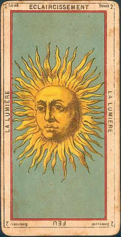 a sun with the face of a man on it's forehead, in front of a blue background