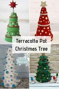 there are four different christmas trees made out of paper