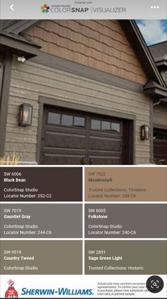 the color scheme for this house is brown and tan, with two garage doors on each side