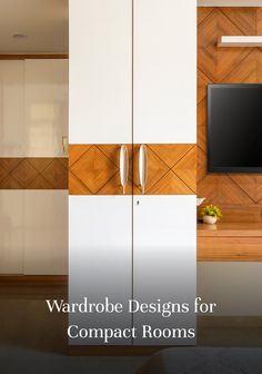 the interior of a living room with wood paneling and white furniture, including a flat screen tv