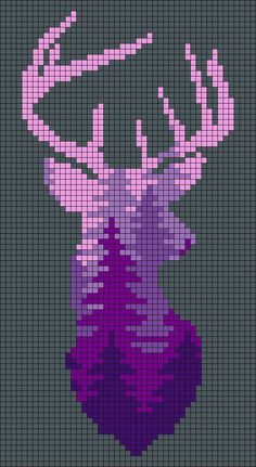 a cross stitch pattern of a deer's head and antlers