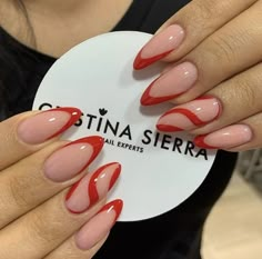 Summer Manicures, Almond Nails Red, Ombre Manicure, Red Acrylic Nails, Summer Manicure, Almond Nails Designs, Almond Acrylic Nails, Minimalist Nails, Dream Nails