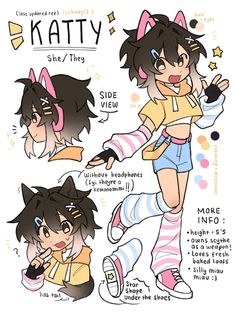 the character sheet for kitty, which is also part of an animated version of cats