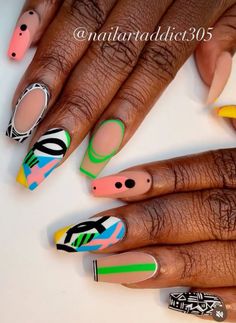 Drippy Nails, Fierce Nails, Neutral Nail Designs, Pop Art Nails, Pedi Ideas, Funky Nail Art, Wow Nails, Ombre Nails Glitter, African Spirituality