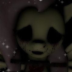 an animated image of a creepy doll with stars on it's head and eyes