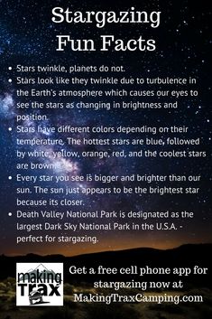 an advertisement for stargazing fun fact