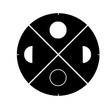 a black and white photo with circles in the shape of an x on it's side