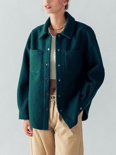 "NO REFUNDS-please check sizing Small (2/4), Medium (6/8), Large (10) Stay warm and fashionable with our Long Sleeve Collared Snap Button Teddy Sherpa Jacket. This jacket is crafted with soft and plush sherpa fabric, providing ultimate comfort and a cozy feel. The collared neckline adds a touch of sophistication, while the snap button closure ensures easy wear. The chest pockets offer a convenient storage option, and the curved hemline adds a flattering and stylish touch. With its button cuffs a Nonbinary Style, Soft Preppy, Preppy Punk, Business Lady, Sherpa Fabric, Cozy Tops, T Shorts, Feeling Nothing, Business Wear