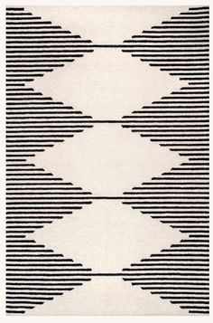 a black and white rug with lines on it