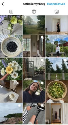 a collage of photos with flowers and people in the background on instagrams