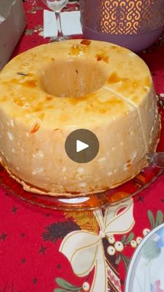 a cake sitting on top of a glass plate