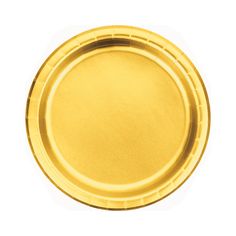 a yellow paper plate on a white background