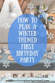 a birthday party with snowflakes and decorations