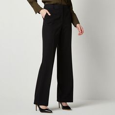 Deemed a Gotta-Have-It item for value you can count on every day! Perfectly tailored for your formal look, this pair of trousers from Worthington are cut in a high-rise to complement your silhouette. Made from a stretch twill-blend, these straight-leg pants are cut for a modern-fit with a flat-front finish, hook-and-eye with a zip closure, belt loops, and classic side and back pockets. Wear them with a blouse and heels.Front Style: Flat FrontFeatures: Stretch FabricClosure Type: Zipper, Hook & EyeFit: Modern FitPockets: 2 Front Slip Pockets, 2 Back Button PocketsRise: High RiseFiber Content: 75% Polyester, 19% Rayon, 6% SpandexFabric Description: TwillLining: UnlinedInseam: 30 InLeg Style: Straight LegCare: Machine Wash, Tumble DryCountry of Origin: Imported Black Formal Pants, Formal Pants, Petite Shorts, Black Formal, Petite Pants, Formal Looks, Pants Trousers, Modern Fit, Straight Leg Pants