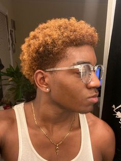 hairstyles | men hairstyles | cornrows | good hair Short Black Man Haircut, Dyed Curly Hair Men Black, Short Dyed Hair Men Black, Short Ginger Hair Men, Black Man Hair Dye, Tinted Hair Men, Dyed Curly Hair Ideas Men, Hair Dye Ideas For Curly Hair Men, Ginger Afro Men