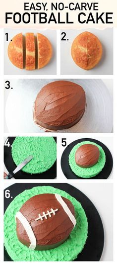 step by step instructions to make a football cake