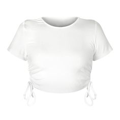 White Sides Drawstring Ribbed Short Sleeve Crop Top Shorts Drawing, Short Sleeve Pattern, Womens Tops Summer, Cropped Tops, Neck Crop Top, Different Outfits, Short Sleeve T Shirt, T Shirt Women, Sleeves (women)