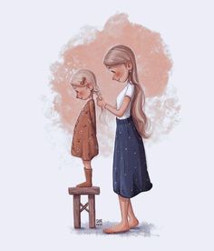 Sue Rahel, Motherhood Illustration, 가족 일러스트, Paint Inspo, Illustration Art Girl, Family Illustration