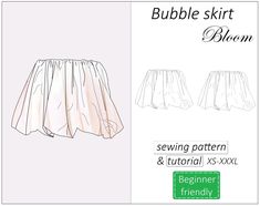 the sewing pattern for a skirt is shown in two different sizes and has an attached waistline