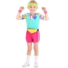 A Totally Rad CostumeAnd a one, a two, a three, a four — let's trick or treat from door to door! So your kiddo missed the 80s workout wave the first time around. That doesn't mean they can't catch it now in this retro-inspired Toddler 80s Work It Out Costume! When you really stop and think about it, the style of the era was perfect for a tiny kid's big energy — bright colors, bold patterns, fun accessories, and crazy combos — it's almost as though a toddler designed 80s fashion anyway.And there' 80s Toddler, Aqua Tank, 1980s Kids, 80s Workout, Big Energy, Toddler Homeschool, Boy Halloween, 80s Costume, Green Headband