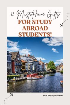 the words must have gifts for study about students in front of an image of boats and buildings