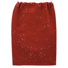 a red skirt with white speckles on it