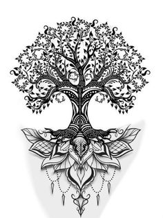 a tree with intricate designs on it