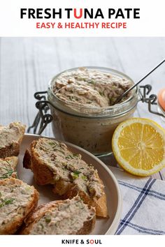 there are some breads on the plate with dip