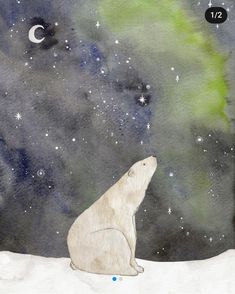 Polar Bear Watercolor, Northern Lights Art, Illustration Fantasy, Bear Watercolor, Border Frame, Art Et Illustration, Christmas Watercolor, Art Plastique, Animal Illustration