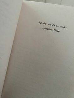 an open book with the words but why does the not speak?