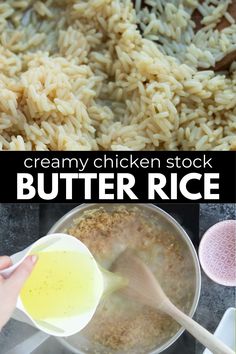 this is an image of creamy chicken stock and butter rice