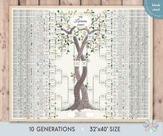 a family tree with the names and numbers on it