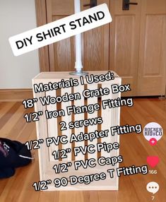 the diy shirt stand is made out of wood and has instructions for how to use it