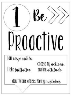 a poster with the words i be proactive and an arrow on it's side