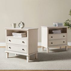 This nightstand set creates a more welcoming and elegant living space. Made of solid and manufactured wood, this nightstand set is sturdy and durable for long-term use. It has 4 drawers of storage space, spacious enough to help you organize your room and meet different storage needs. You can place frequently used items on the tabletop, such as alarm clocks, cell phones, magazines, etc., allowing you to easily reach for items at any time. The nightstand set cleverly organizes and conceals CPAP/BiPAP equipment and supplies. The back of the nightstand set comes with an outlet and space to hide wires, so you can easily plug in wires to connect to power. This nightstand blends seamlessly into your bedroom, living room, study, or even office. It adds harmony to your interior style. Transitional Nightstand, Transitional Farmhouse, Wood Armoire, Nightstand Set Of 2, 2 Drawer Nightstand, Elegant Living, Drawer Nightstand