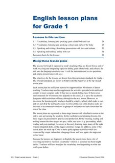 the english lesson plans for grade 1 students is shown in this page, which shows how to