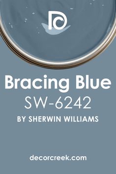 a blue paint can with the words bracing blue sw - 642 by sherwin williams