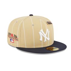 New Era 59Fifty New York Yankees Pinstripe Day Fitted Hat Camel Dark Navy Yankees Logo, Yankees Fan, New Era Hats, New Era Cap, New Era 59fifty, Fitted Caps, Shop Fans, Fitted Hat, New York Yankees