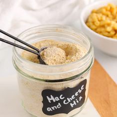 macaroni and cheese mix in a glass jar